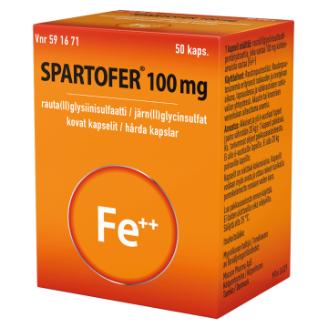 SPARTOFER kapseli, kova 100 mg 50 fol