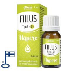 FIILUS Napero +D3 tipat (n. 30 annosta) 7 ML